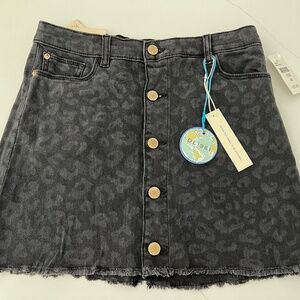 DL1961 Girls Jenny Mini Skirt Animal Print NWT Black Denim 16